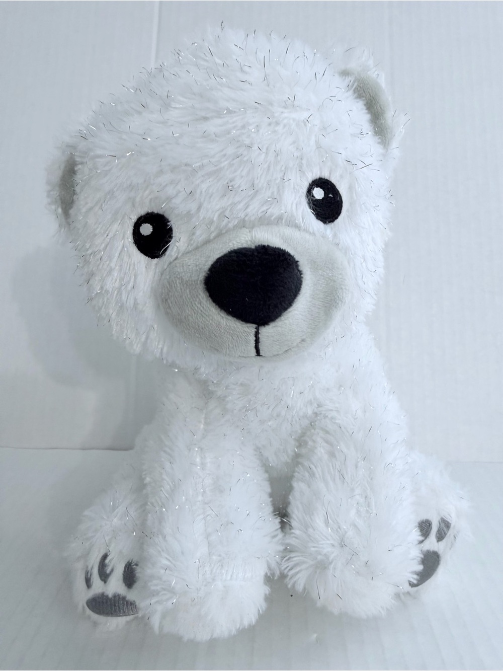 RMS International Sparkle-Trim White Plush Polar Bear Stuffed Animal
